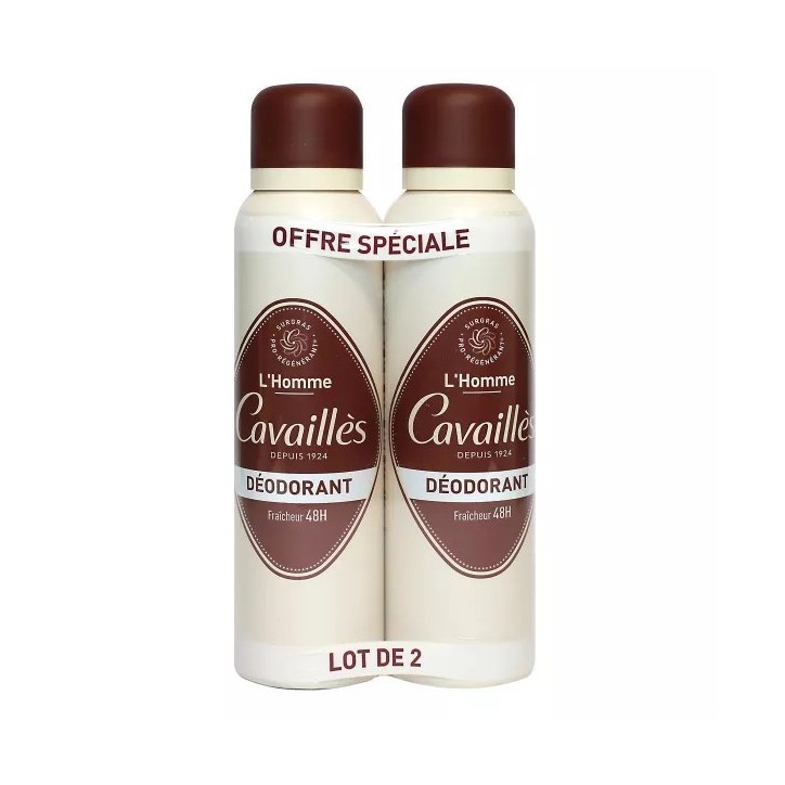 CAVAILLÈS DERMATO 48H HOMME DÉODORANT SPRAY 2×150ML