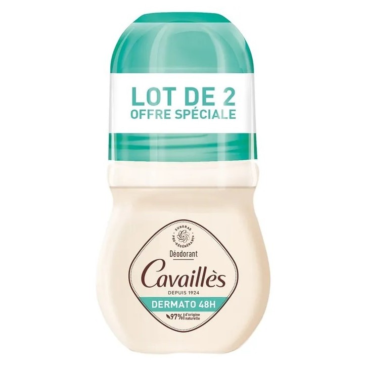 CAVAILLÈS DERMATO DÉODORANT 48H ROLL‑ON PEAUX SENSIBLES 2×50ML