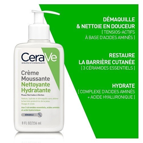 CERAVE CRÈME MOUSSANTE NETTOYANTE HYDRATANTE 236 ML