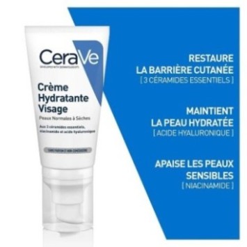 CERAVE CRÈME HYDRATANTE VISAGE PEAU SECHE 52 ML
