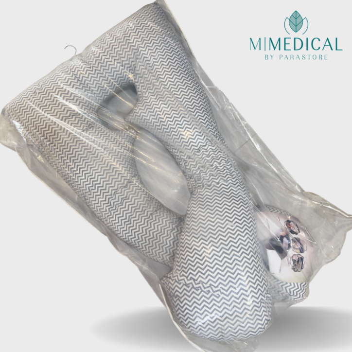 COUSSIN DE GROSSESSE MOTIFS GRIS ZIGZAG MATIÈRE: OUATE