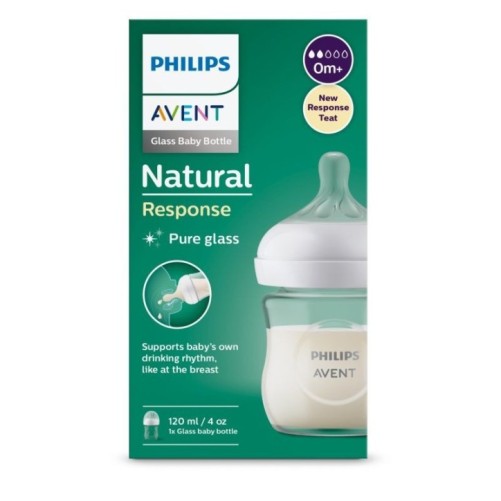 PHILIPS AVENT BIBERON NATURAL RESPONSE EN VERRE +0 MOIS 120ML