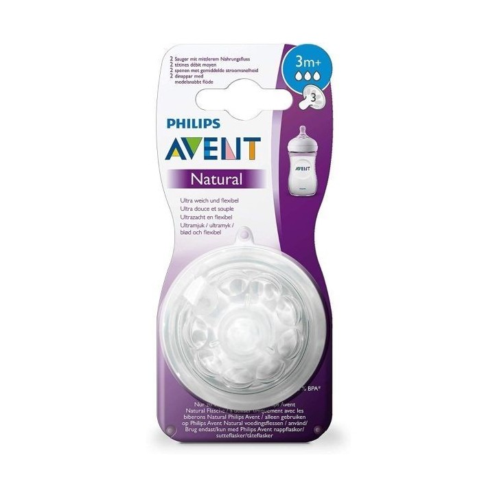 AVENT 2 TETINE NATURAL 3M+ SCF043/27