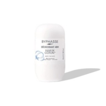 BYPHASSE DEODORANT ROLL ON ANTI TACHES FLEUR DE COTON 50ML