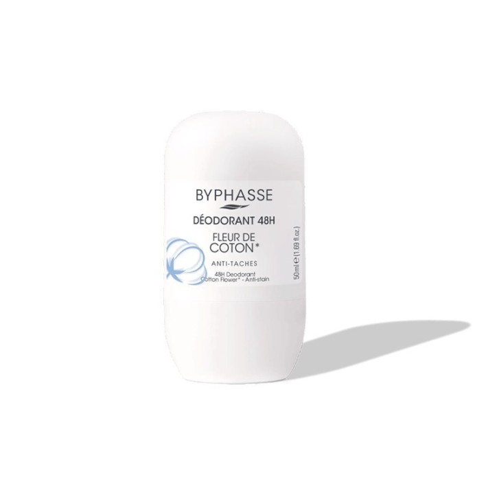 BYPHASSE DEODORANT ROLL ON ANTI TACHES FLEUR DE COTON 50ML
