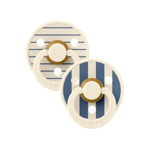 BIBS 02 SUCETTES NATURAL RUBBER IVORY STEEL BLUE MIX SIZE 1