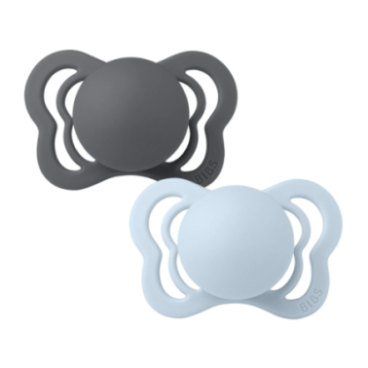 BIBS 02 SUCETTES NATURAL RUBBER IRON BABY BLUE SIZE1 0M+