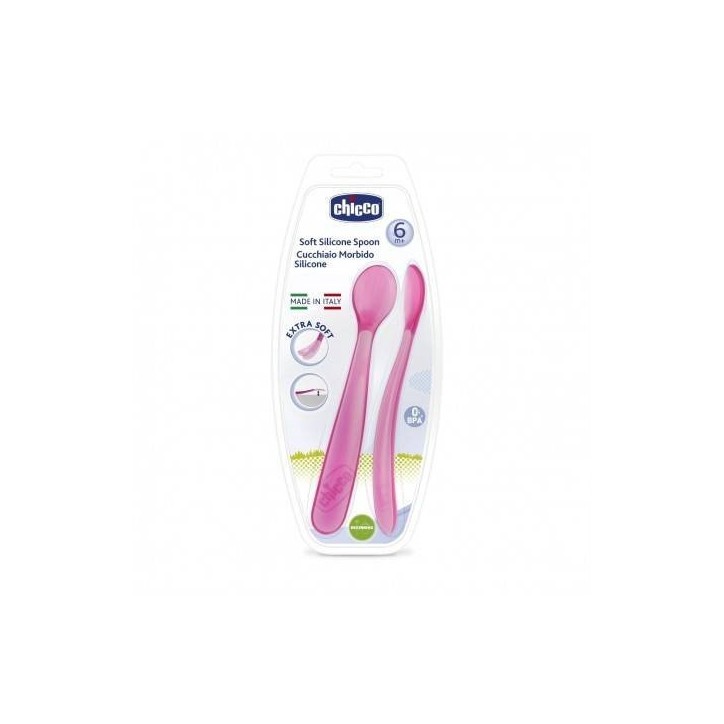 CHICCO 2 CUILLERE SILICONE 6M+