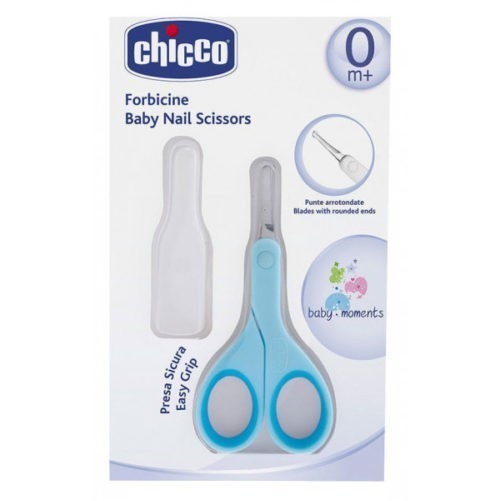 CHICCO CISEAUX LIGHT BLEU AVEC ETUI PROTECTEUR