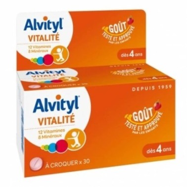 ALVITYL VITALITE A CROQUER GOUT FRAISE 30 COMPRIMES