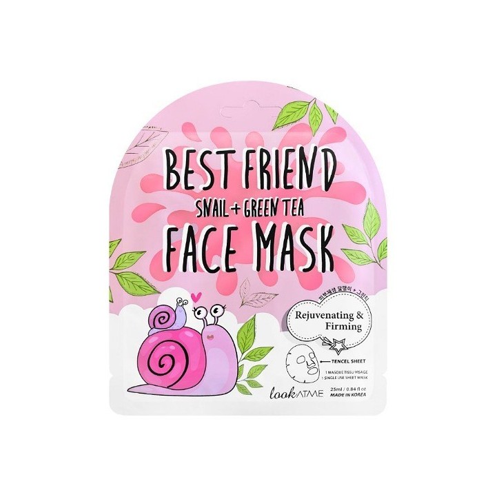 LOOK AT ME MASQUE FACIAL TENCEL BEST FRIEND (ESCARGOT + THÉ VERT)