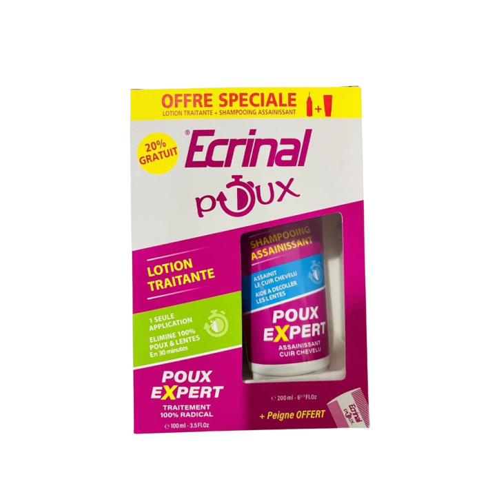ECRINAL PACK ANTI POUX LOTION + SHAMPOOING (PEIGNE OFFERT)