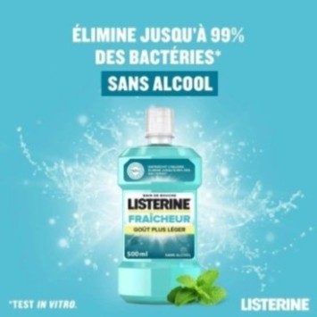 LISTERINE FRAÎCHEUR GOÛT PLUS LÉGER BAIN DE BOUCHE 250 ML