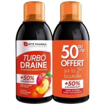 FORTÉ PHARMA TURBO DRAINE THÉ PÊCHE 2X500ML