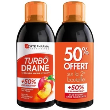 FORTÉ PHARMA TURBO DRAINE THÉ PÊCHE 2X500ML