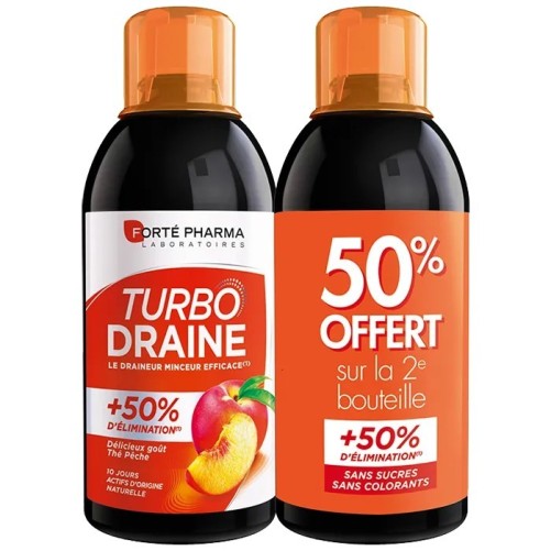 FORTÉ PHARMA TURBO DRAINE THÉ PÊCHE 2X500ML