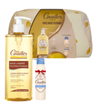 CAVAILLES TROUSSE HUILE LAVANTE DERMATO PEAUX A TENDANCE ATOPIQUE 500ML+DEO ABSORB+ 48H ANTI TRACES SPRAY 20ML (OFFERT)
